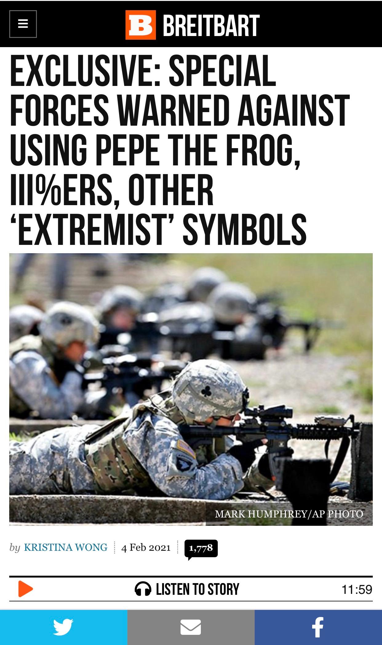 Deep state scared! “Military warned against Pepe the frog”. Screenshot ...